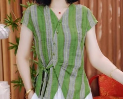 V領條紋襯衫